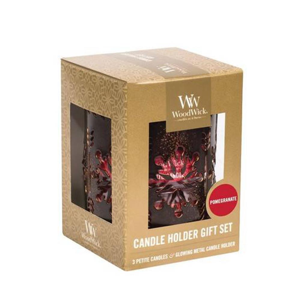 WoodWick Pomegranate Bronze Snowflake Petite Candle Gift Set £11.69